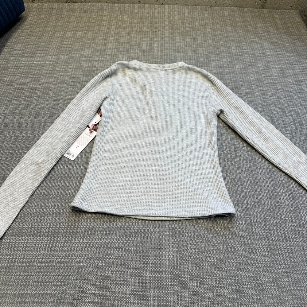 New Yogalicious Waffle Lounge Set XS Gray 2pc Brushed Thermal Top Joggers - Picture 4 of 10